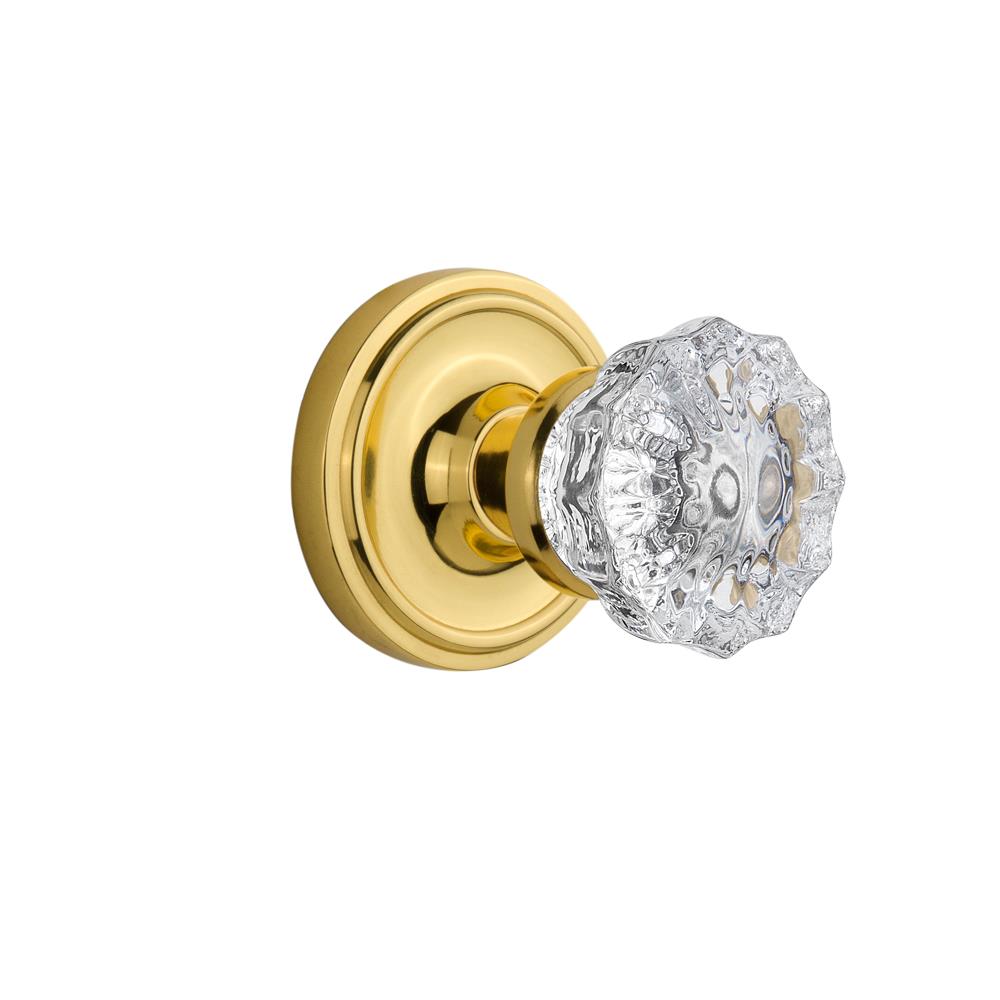 Nostalgic Warehouse CLACRY Passage Knob Classic Rosette with Crystal Knob in Polished Brass
